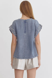 Denim and Pearls Top