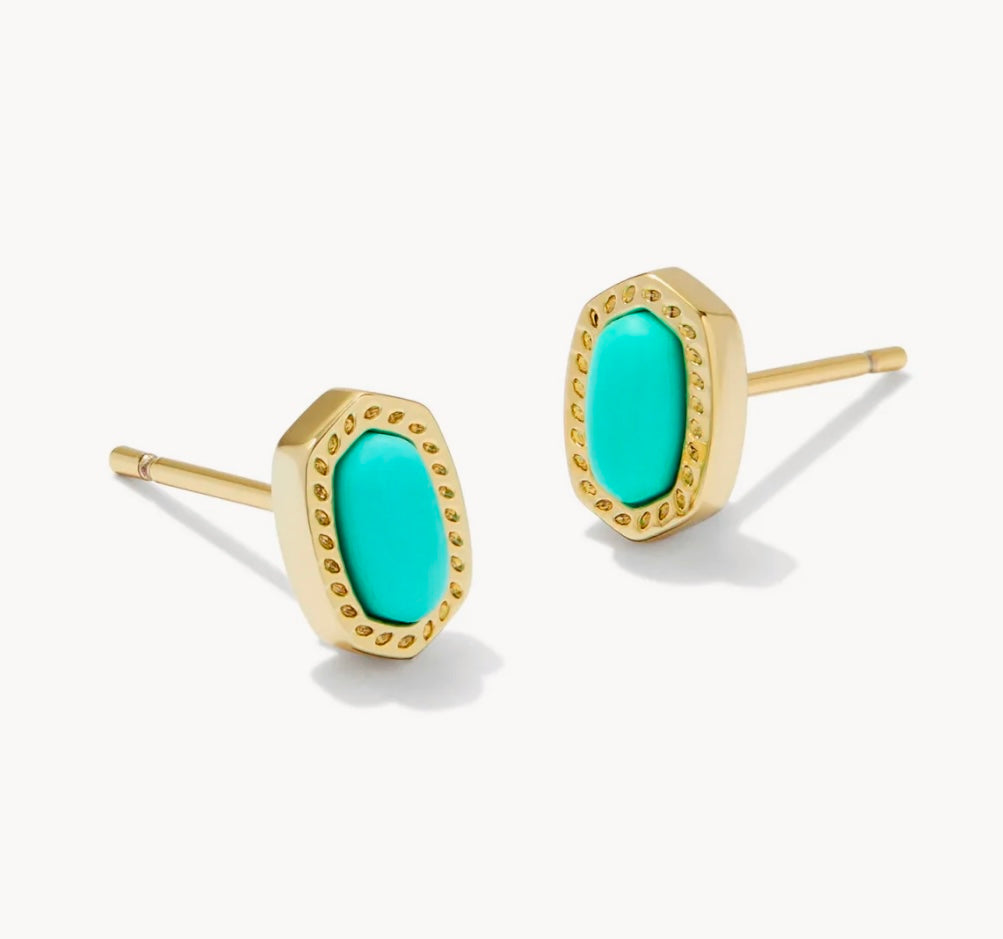 Mini Ellie Gold Stud Earrings in Mint