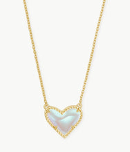 Load image into Gallery viewer, Ari Heart Gold Pendant Necklace in Dichroic Glass
