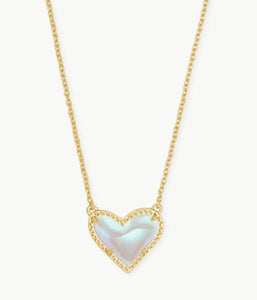 Ari Heart Gold Pendant Necklace in Dichroic Glass