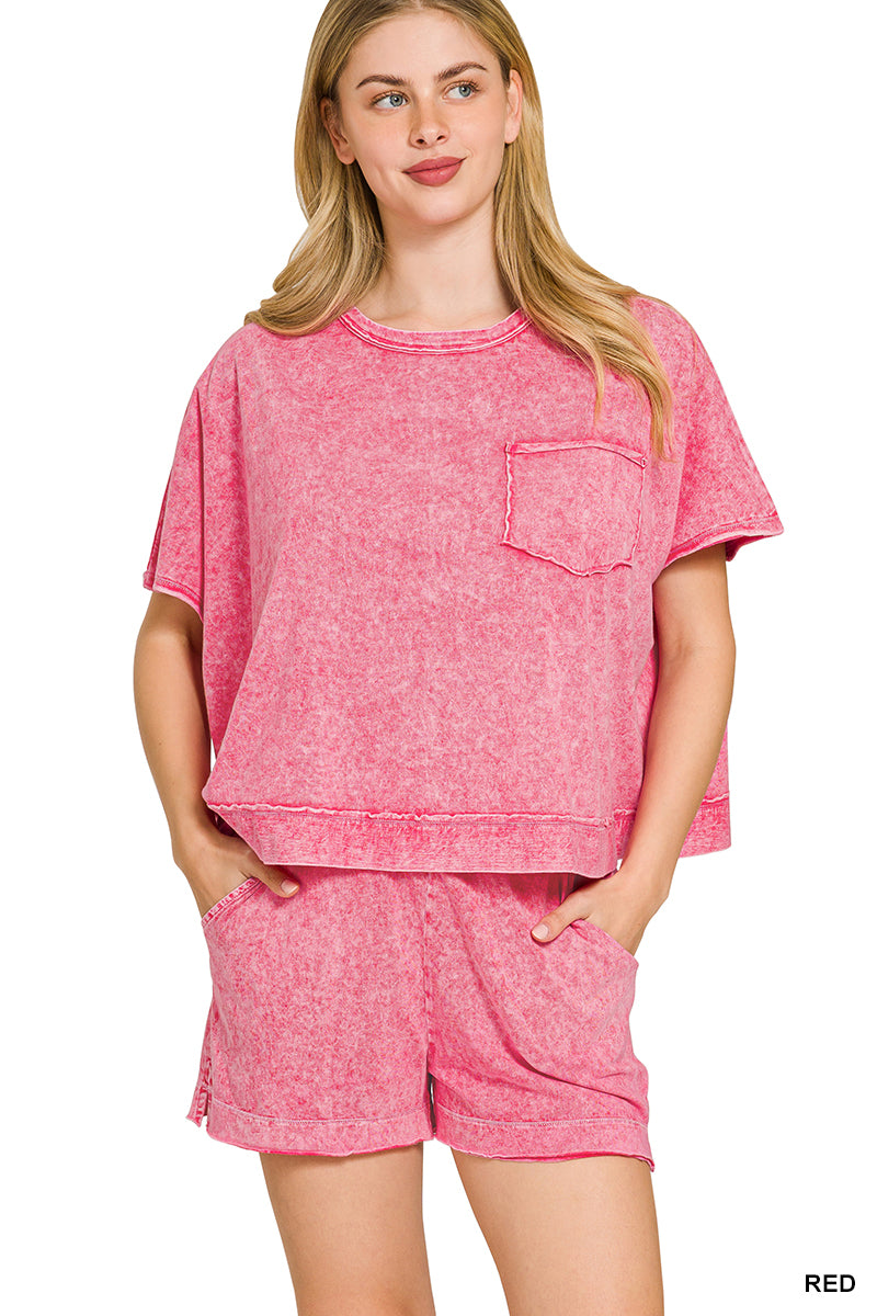 HALO SNOW WASHED BOXY TOP & SHORTS SET
