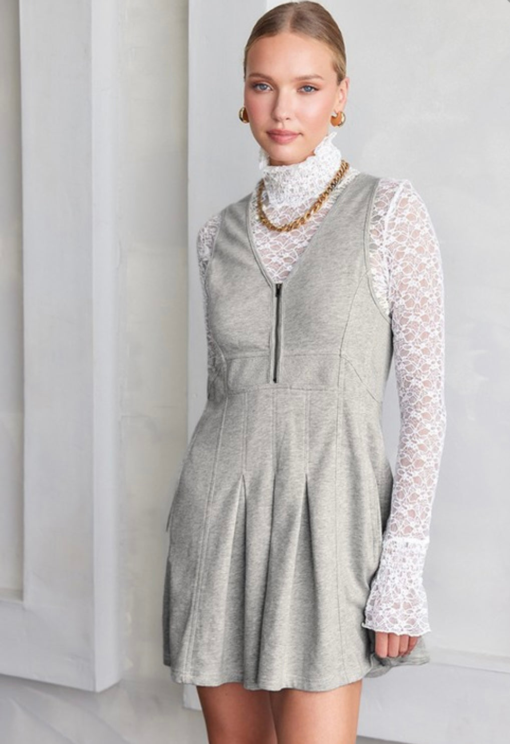 Cotton Terry Pleat Dress