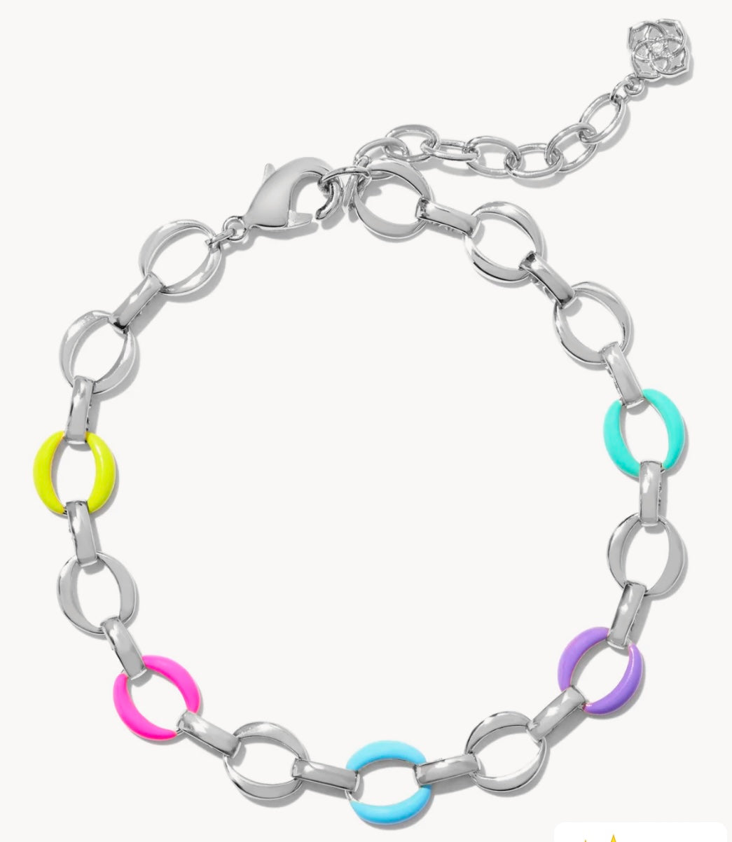 Kelsey Silver Chain Bracelet in Multi Mix