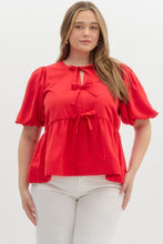Load image into Gallery viewer, Curvy Peplum Self Tie Top
