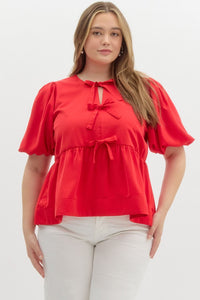 Curvy Peplum Self Tie Top