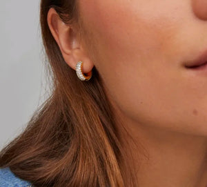 Mikki Pave Huggie Earrings in Gold