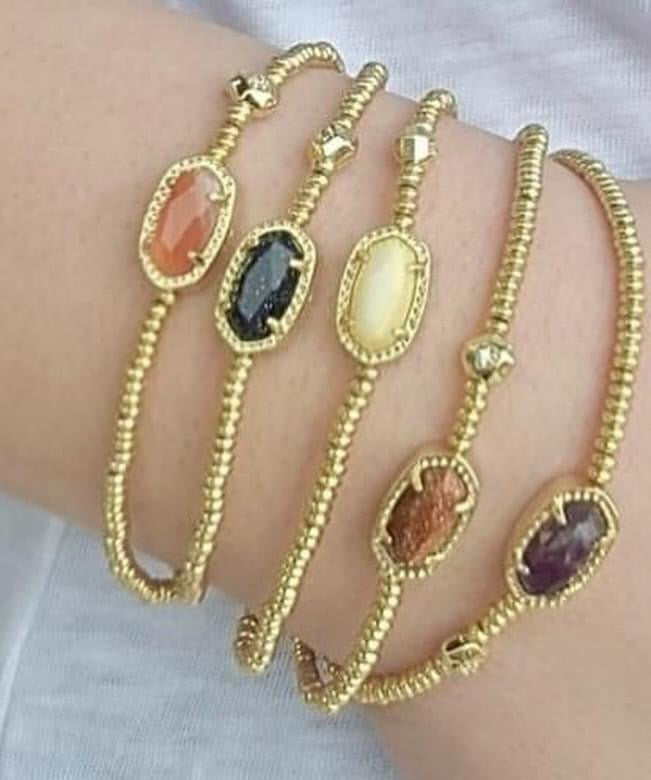 Grayson Gold Stretch Bracelet in Lt Yellow Mother of Pearl