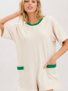 Cotton Terry Contrast Band Romper