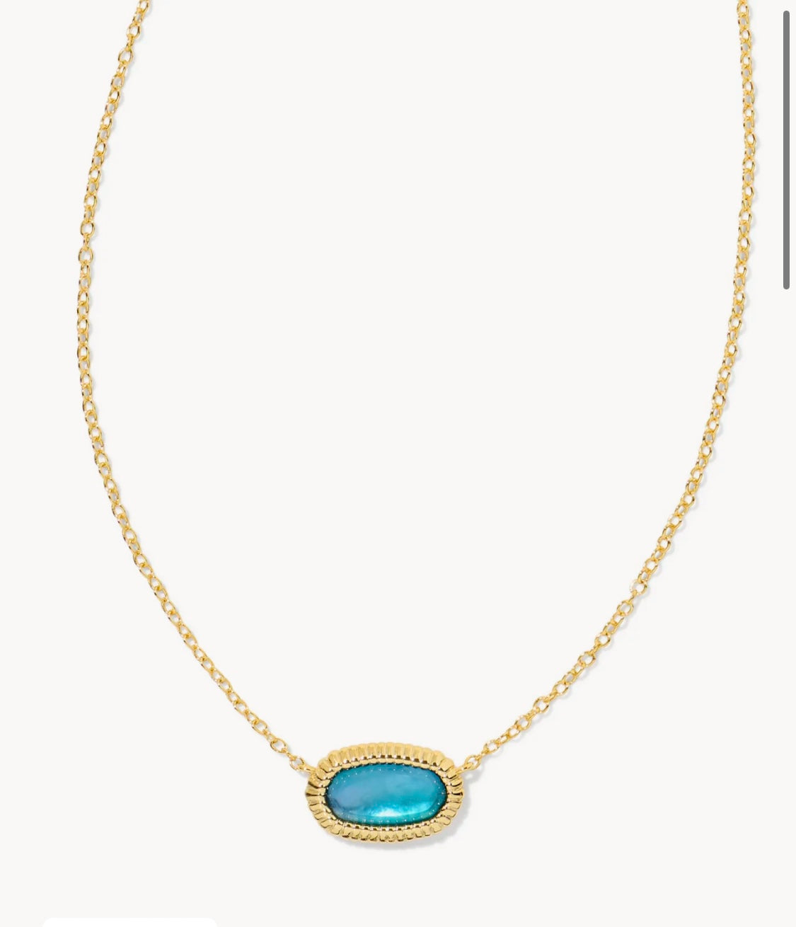 Elisa Gold Ridge Frame Short Pendant Necklace in Indigo Watercolor Illusion