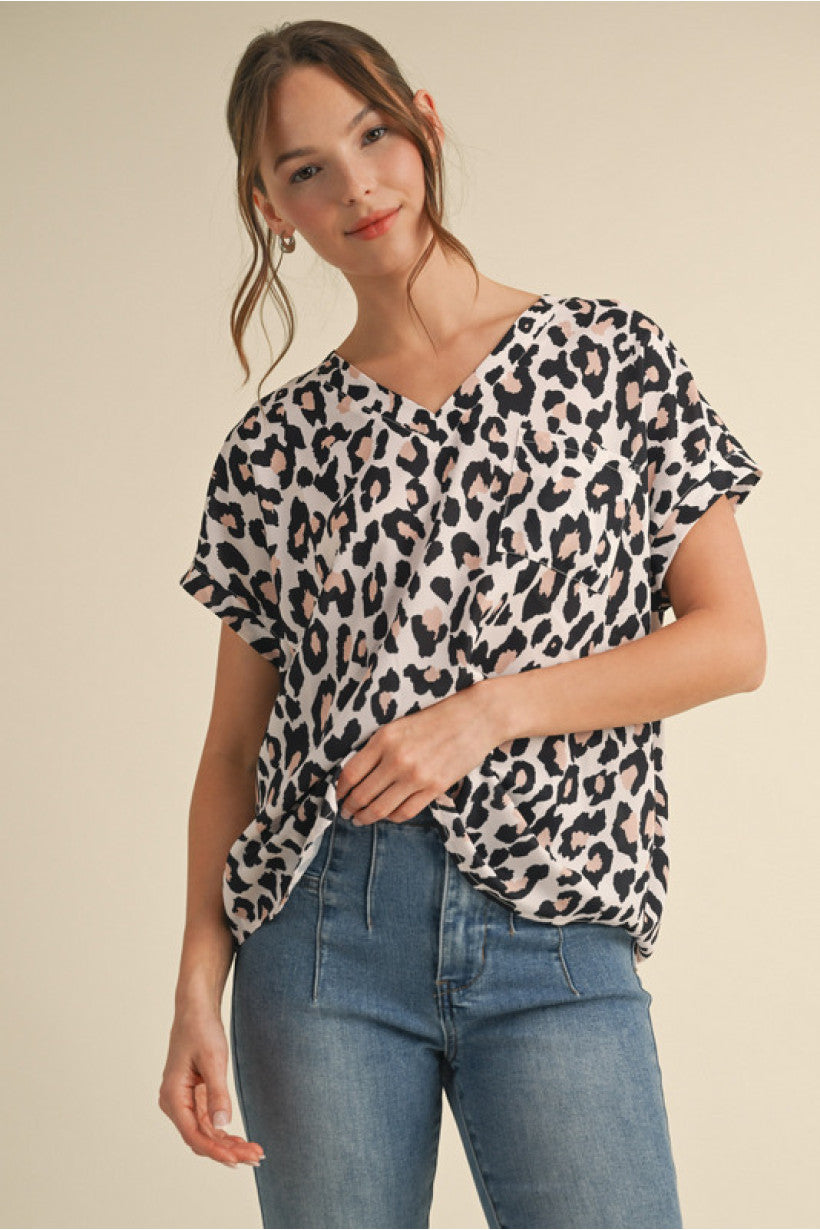 Leopard Print Neutral Top