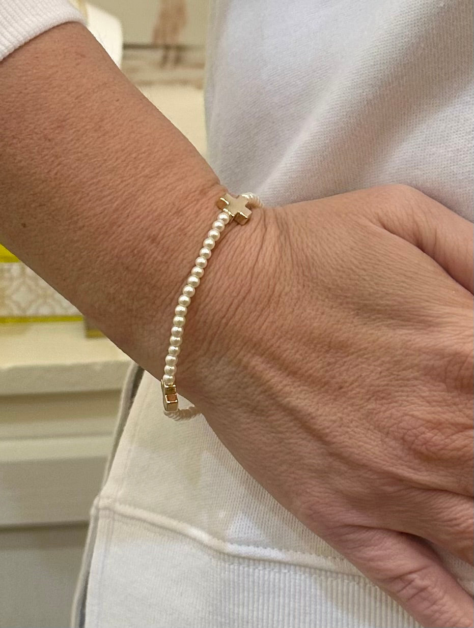 Pearl Triple Cross Bracelet