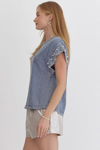 Denim and Pearls Top