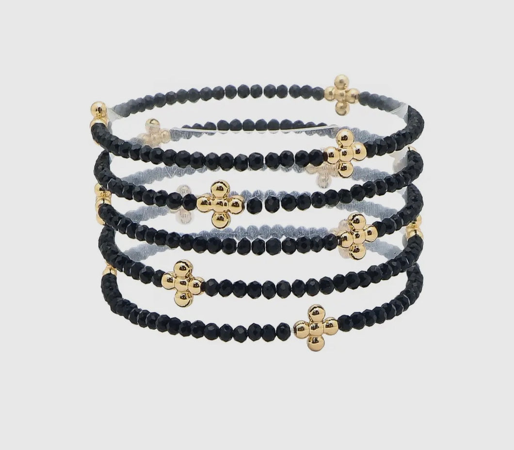 Gold Cross with Black
Crystal Stretch Bracelet