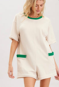 Cotton Terry Contrast Band Romper
