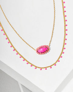 Kelsey Gold Strand Necklace in Pink Enamel