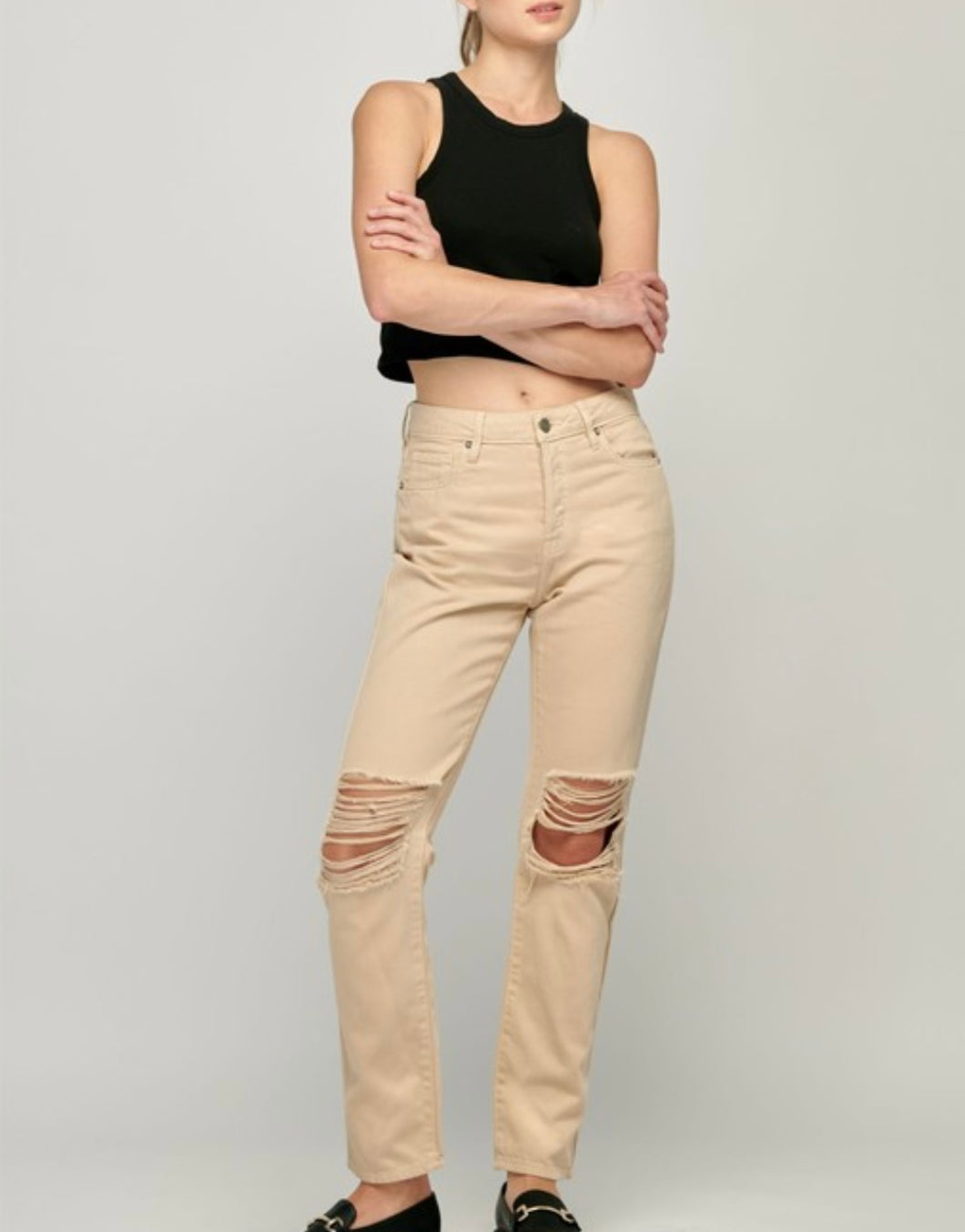 TRACEY Latte COLOR CLASSIC STRAIGHT JEAN