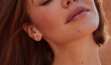 Load image into Gallery viewer, Framed Ari Heart Gold Stud Earrings in Light Pink Drusy
