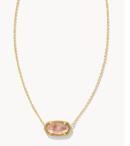 Elisa Gold Pendant Necklace in Light Pink Iridescent