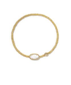 Grayson Gold Stretch Bracelet in White Mother of Pearl