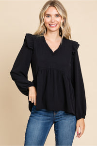 Baby Doll Ruffled Cap Shoulder Top