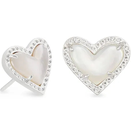 Ari Stud Earrings in Silver Mother of Pearl