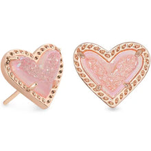 Load image into Gallery viewer, Ari Stud Earrings in Gold Pink Drusy
