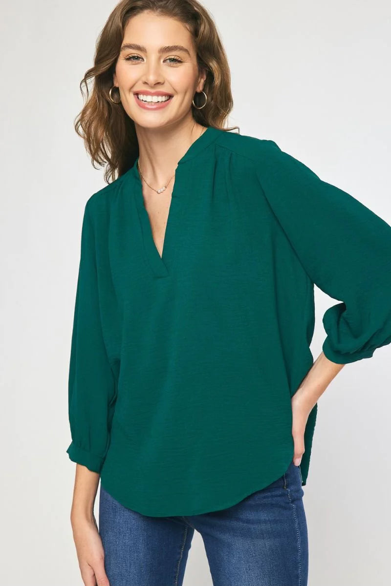 Business is Casual 3/4 Sleeve V-Neck Top