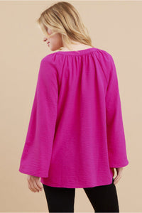 Curvy Gathered Ball Sleeve Top