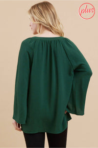 Curvy Gathered Ball Sleeve Top