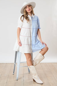 Rebs Rhinestoned Button Down Shirt Dress