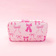 Load image into Gallery viewer, Rock Paper Scissors - Pink Bows Nylon Cosmetic Zipper Bag
