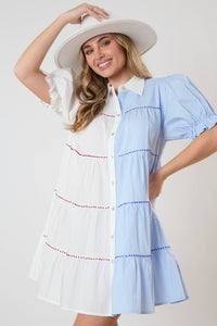 Rebs Rhinestoned Button Down Shirt Dress