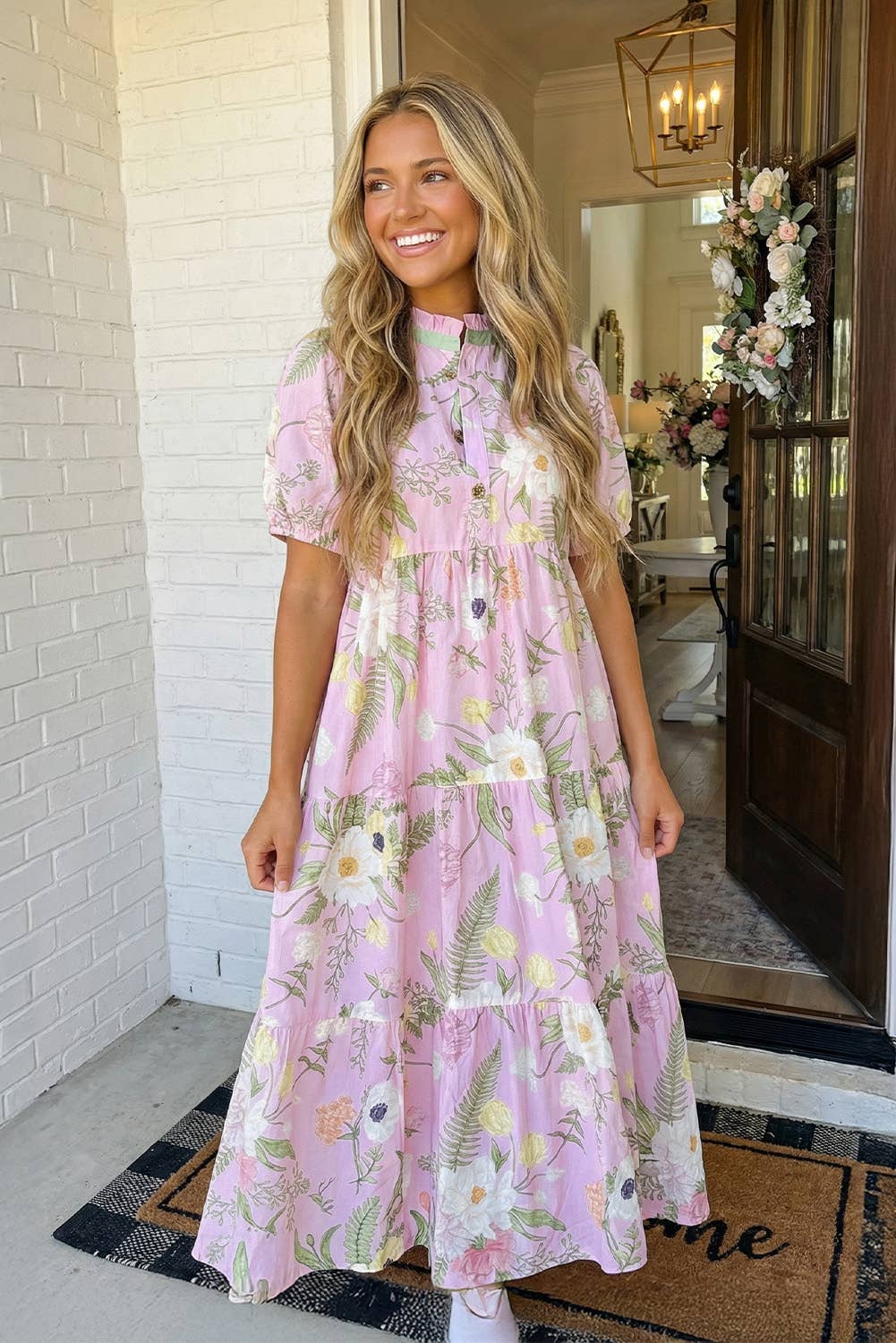 Floral High Waist Tiered Maxi Dress