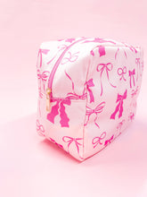 Load image into Gallery viewer, Rock Paper Scissors - Pink Bows Nylon Cosmetic Zipper Bag
