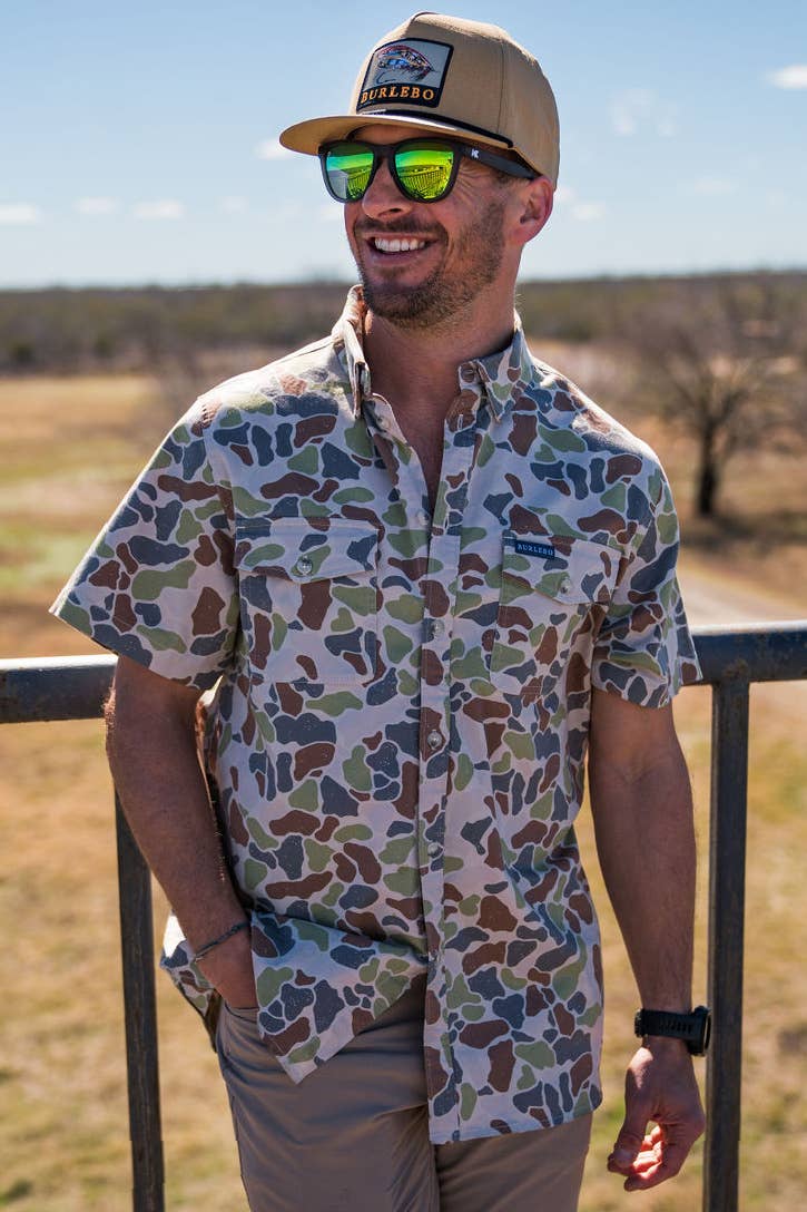 BURLEBO - Cotton Twill Button Up - Driftwood Camo