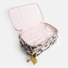 Load image into Gallery viewer, Caroline Gardner - Charcoal Mono Flower Make Up Bag Organiser
