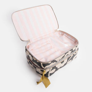 Caroline Gardner - Charcoal Mono Flower Make Up Bag Organiser