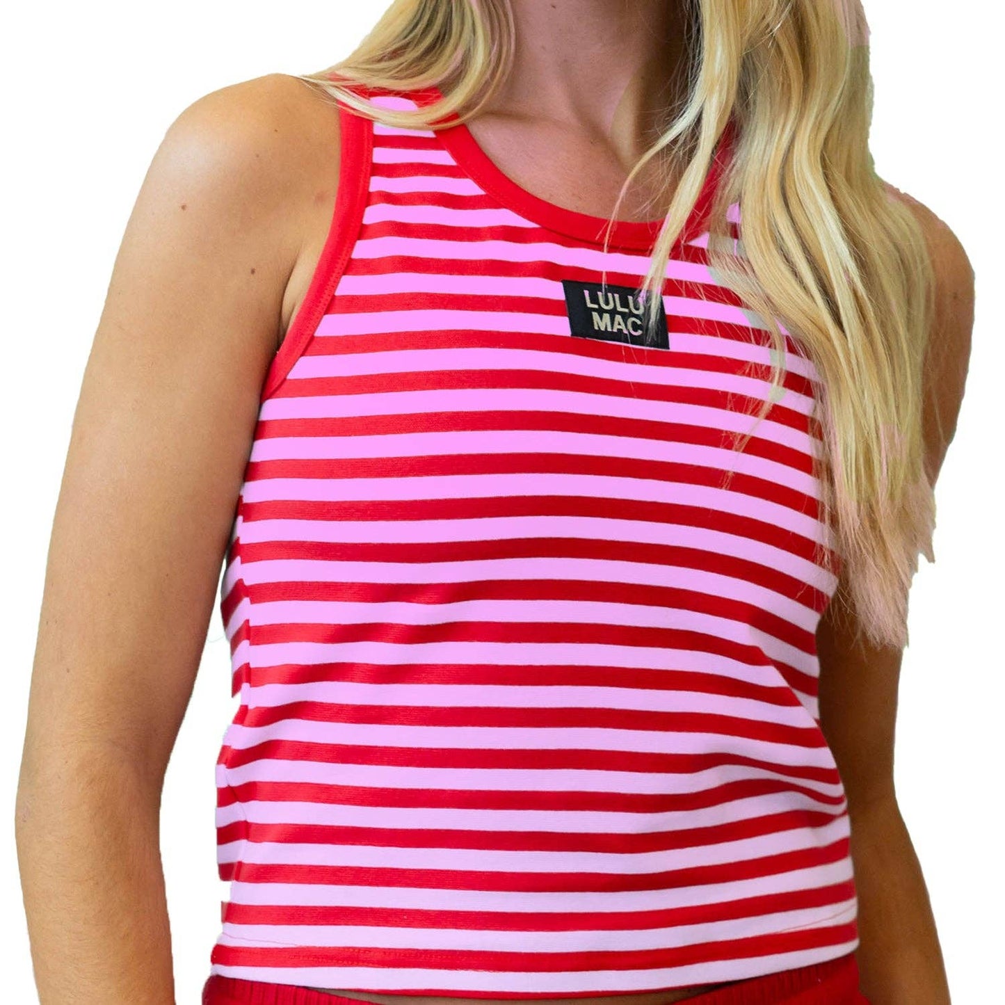 Lulu Mac Stripe Tank-RED/PINK