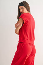 Load image into Gallery viewer, Offset French Terry Cap Sleeve Top
