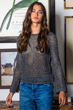 Load image into Gallery viewer, Crewneck Crochet Knit Fishnet Top
