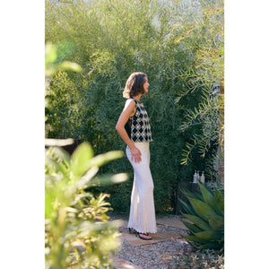 FLORAL APPLIQUE TOP WITH SIDE BOW TIE DETAIL