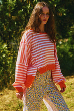 Load image into Gallery viewer, Raw Edge Details Striped High-Low Top

