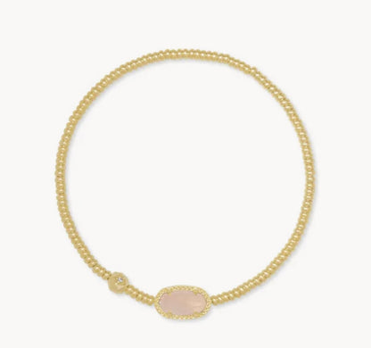 Grayson Gold Stretch Bracelet in Rose Quartz