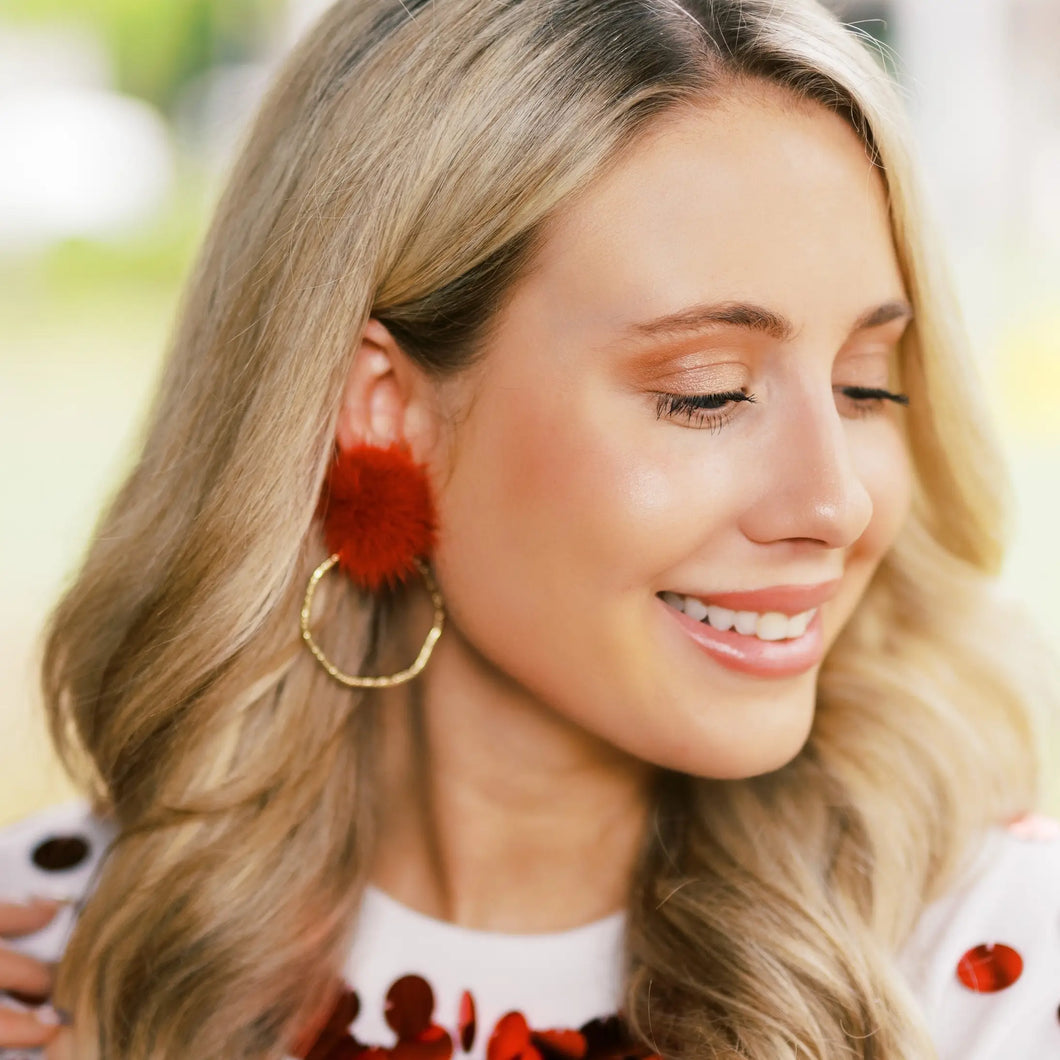 Gameday Puff Top Hoops-Red