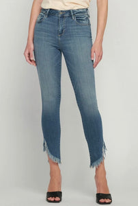 TAYLOR MEDIUM WASH EXTREME FRAY HIGH RISE SKINNY