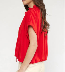 V-Neck Bubble Hem Top