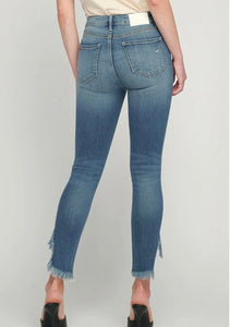 TAYLOR MEDIUM WASH EXTREME FRAY HIGH RISE SKINNY