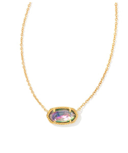 Elisa Gold Pendant Necklace in Lilac Abalone
