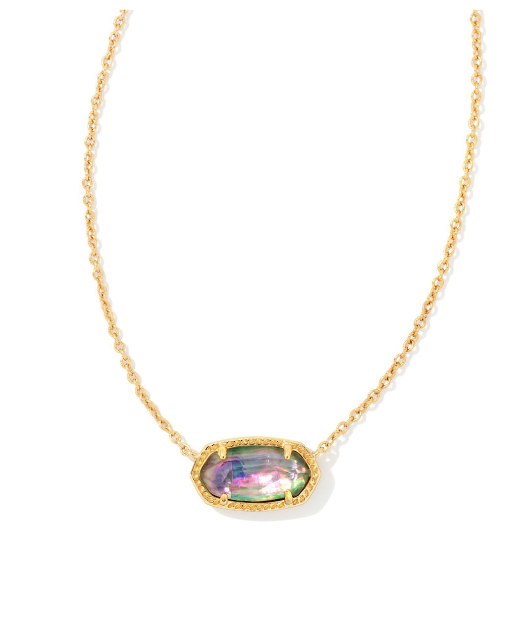 Elisa Gold Pendant Necklace in Lilac Abalone