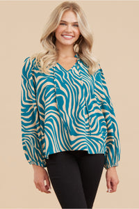 Zebra Frilled Self-Tie Top